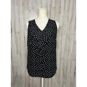 NWT Chico's Women's Sleeveless Polka Dot Blouse Black &‎ White Size 0